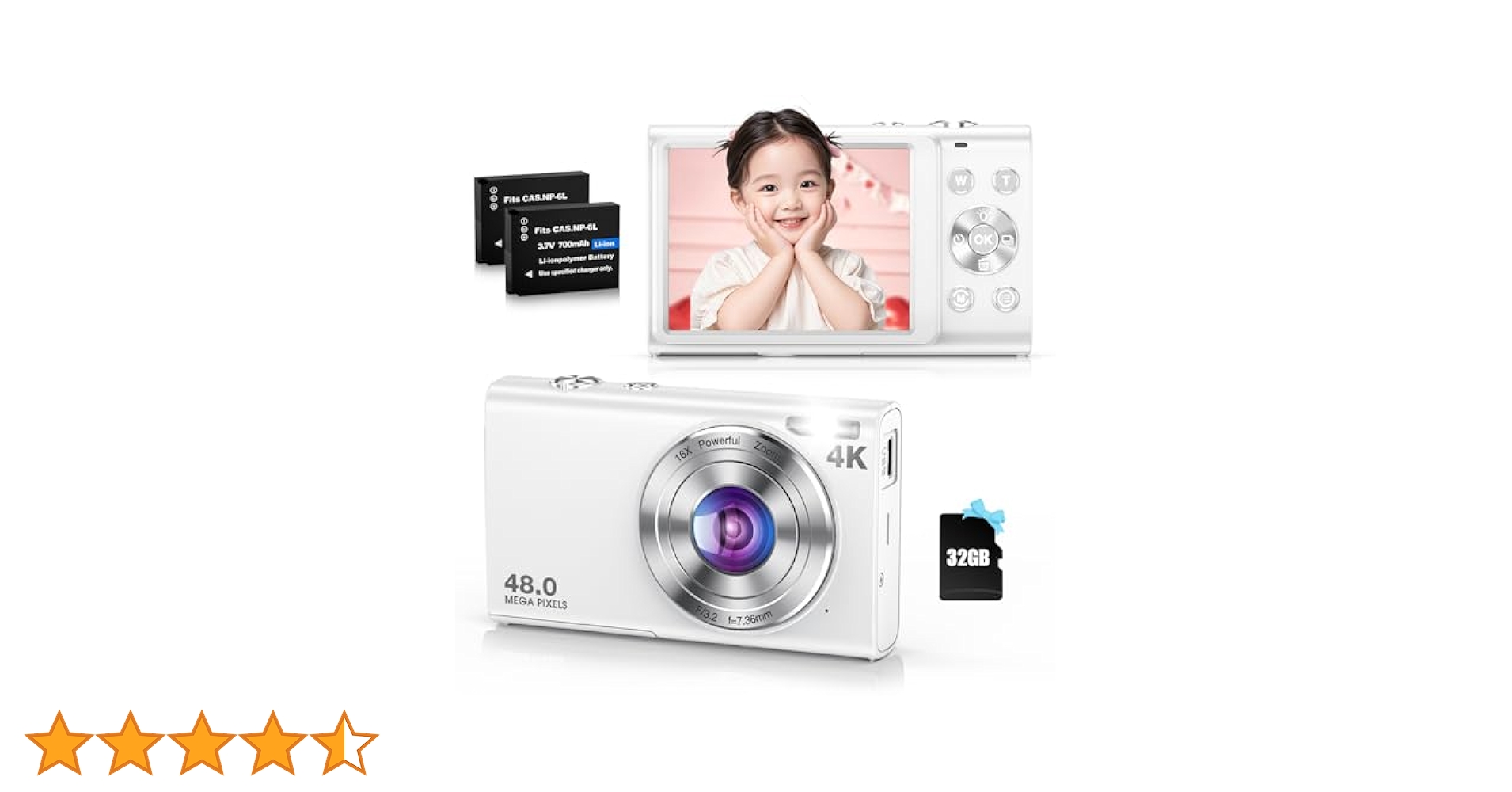 Amazon | デジカメ 4K デジタルカメラ オートフォーカス 4800万